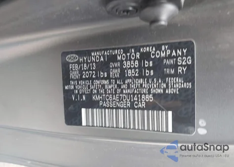 2013 Hyundai Veloster Turbo W/Black z USA, uszkodzony, nr VIN KMHTC6AE7DU141885